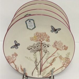 4 Dinner Plates Butterfly Papart Seramik Turkish 11” New